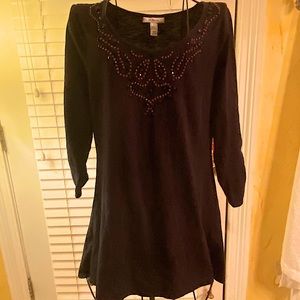 Style and co knot beaded black A line midi